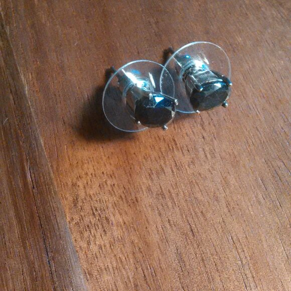 Midnight Sapphire Stainless Steel Stud Earrings - Picture 1 of 8